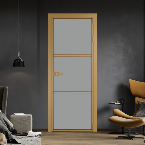 Межкомнатная дверь ProfilDoors 3 AX Монохром серый триплекс профиль Золото
