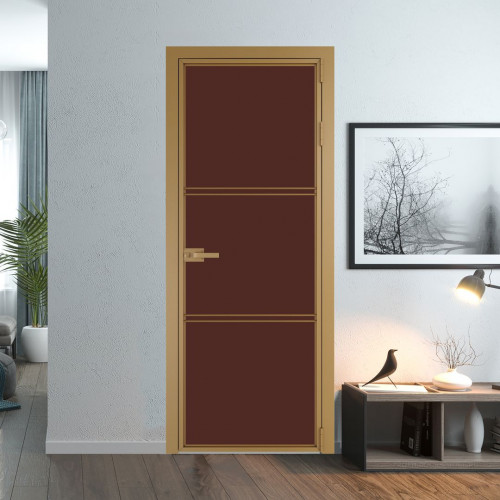 Межкомнатная дверь ProfilDoors 3 AX Монохром шоколад триплекс профиль Золото