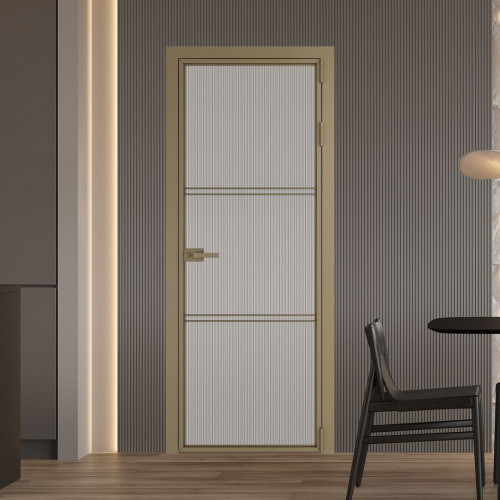 Межкомнатная дверь ProfilDoors 3 AX Мору двухстороннее белое профиль Шампань