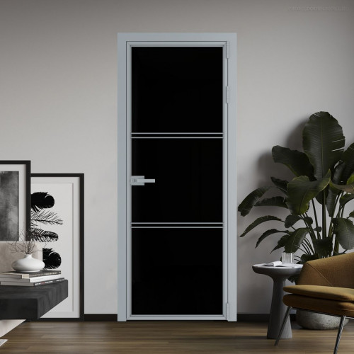 Межкомнатная дверь ProfilDoors 3 AX.O Триплекс черный профиль Серебро