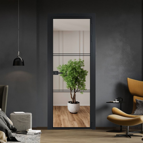 Межкомнатная дверь ProfilDoors 3 AX.O Зеркало профиль Черный матовый