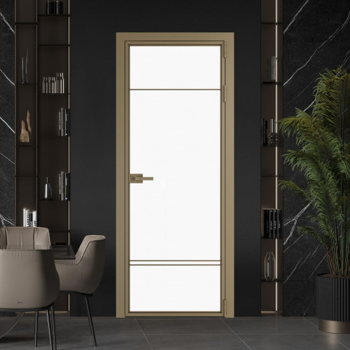 Межкомнатная дверь ProfilDoors 4 AX Монохром белый просветленный триплекс профиль Шампань