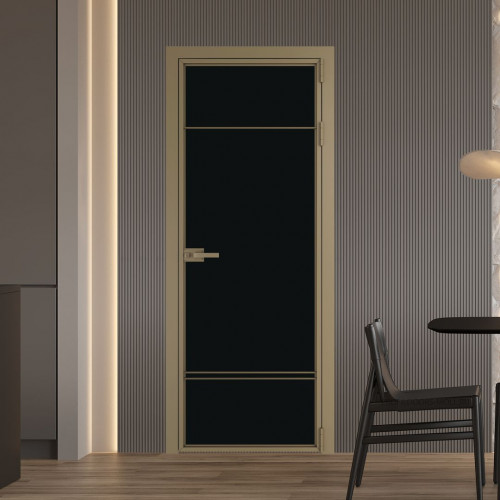 Межкомнатная дверь ProfilDoors 4 AX Монохром черный триплекс профиль Шампань