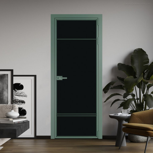 Межкомнатная дверь ProfilDoors 4 AX Монохром черный триплекс профиль Зеленый воск