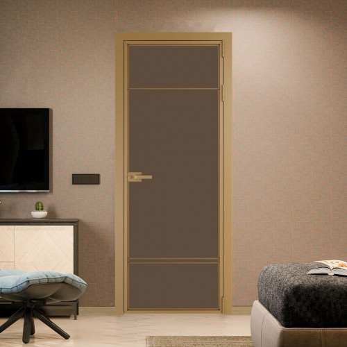 Межкомнатная дверь ProfilDoors 4 AX.O Монохром гляссе триплекс профиль Золото