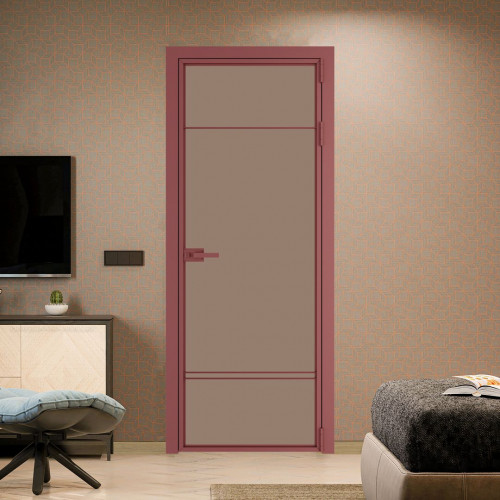 Межкомнатная дверь ProfilDoors 4 AX Монохром капучино триплекс профиль Красный антрацит