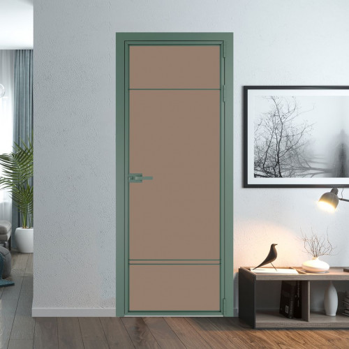 Межкомнатная дверь ProfilDoors 4 AX Монохром капучино триплекс профиль Зеленый воск