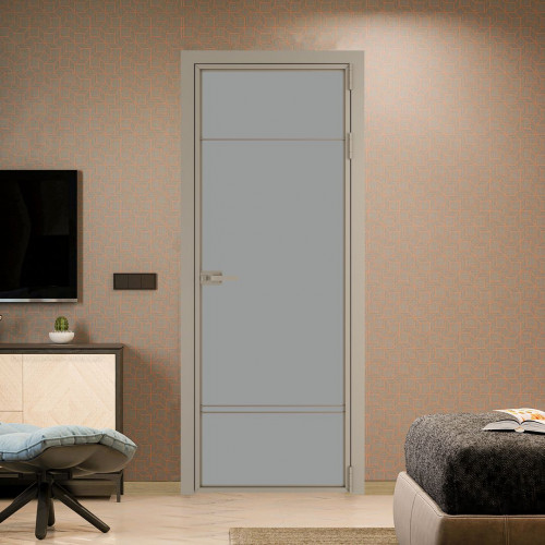 Межкомнатная дверь ProfilDoors 4 AX.O Монохром серый триплекс профиль Никель матовый