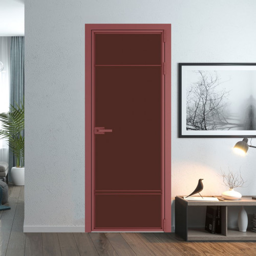 Межкомнатная дверь ProfilDoors 4 AX Монохром шоколад триплекс профиль Красный антрацит