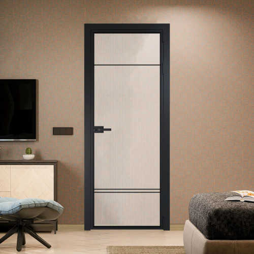Межкомнатная дверь ProfilDoors 4 AX Мору двухстороннее белое профиль Черный матовый