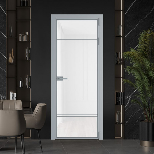 Межкомнатная дверь ProfilDoors 4 AX Триплекс белый профиль Серебро