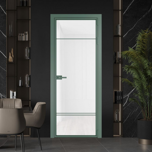 Межкомнатная дверь ProfilDoors 4 AX.O Триплекс белый профиль Зеленый воск