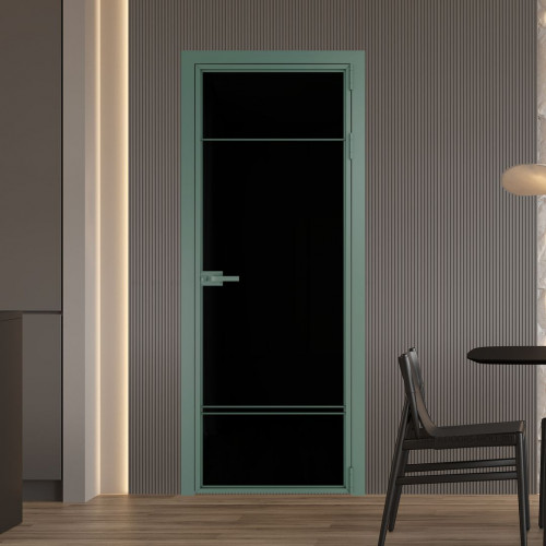 Межкомнатная дверь ProfilDoors 4 AX Триплекс черный профиль Зеленый воск