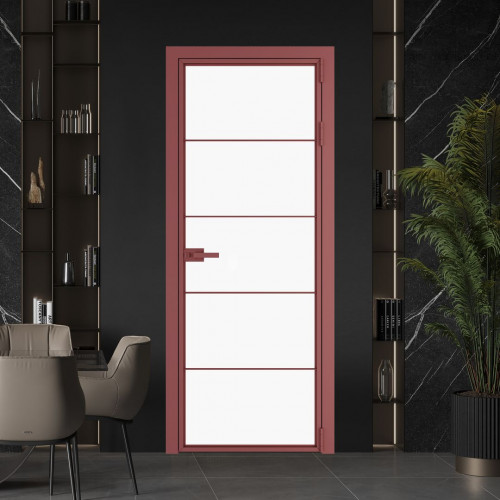 Межкомнатная дверь ProfilDoors 5 AX Монохром белый просветленный триплекс профиль Красный антрацит