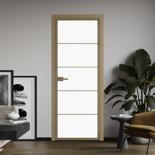 Межкомнатная дверь ProfilDoors 5 AX Монохром белый просветленный триплекс профиль Шампань