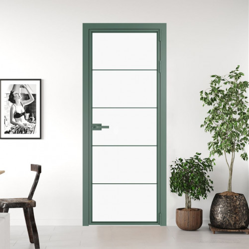 Межкомнатная дверь ProfilDoors 5 AX.O Монохром белый просветленный триплекс профиль Зеленый воск