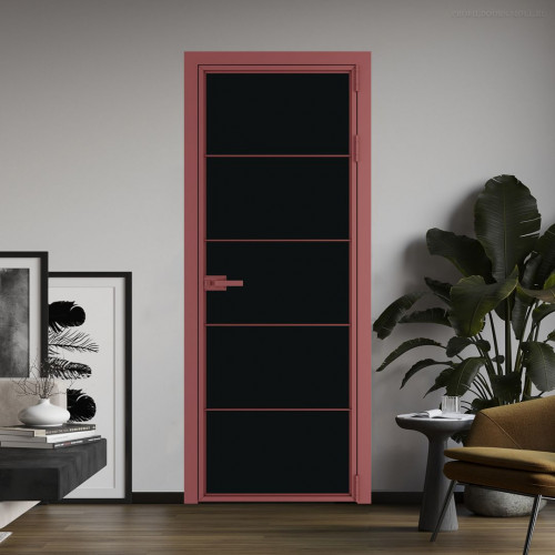 Межкомнатная дверь ProfilDoors 5 AX Монохром черный триплекс профиль Красный антрацит