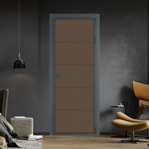 Межкомнатная дверь ProfilDoors 5 AX Монохром гляссе триплекс профиль Серая ночь
