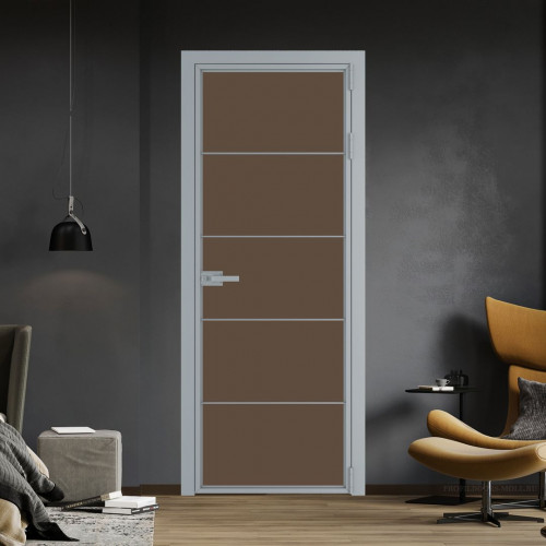 Межкомнатная дверь ProfilDoors 5 AX Монохром гляссе триплекс профиль Серебро