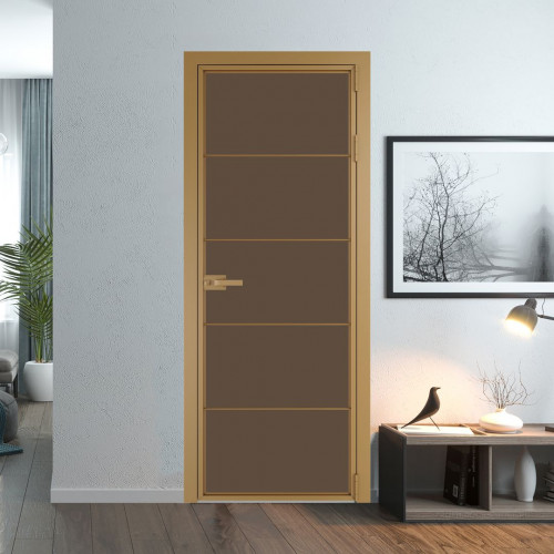Межкомнатная дверь ProfilDoors 5 AX Монохром гляссе триплекс профиль Золото