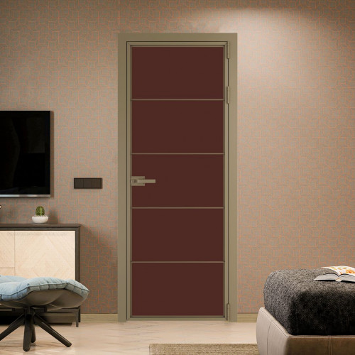 Межкомнатная дверь ProfilDoors 5 AX Монохром шоколад триплекс профиль Шампань