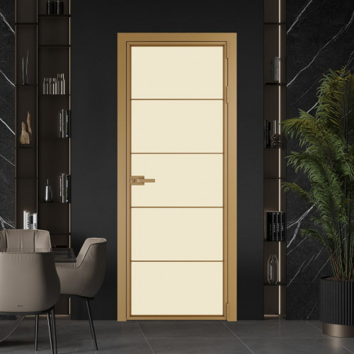 Межкомнатная дверь ProfilDoors 5 AX Монохром жемчуг триплекс профиль Золото