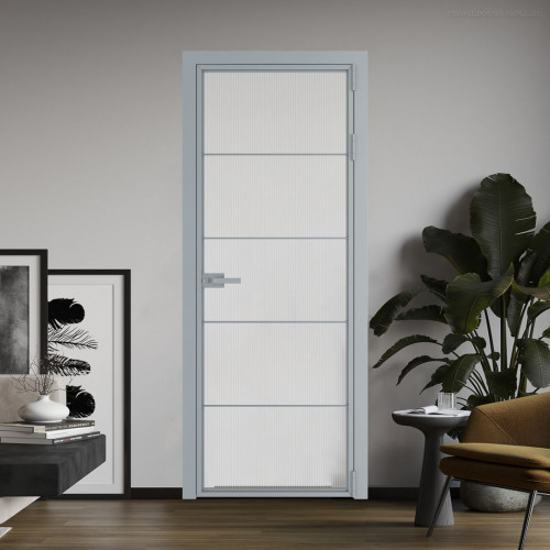 Межкомнатная дверь ProfilDoors 5 AX.O Мору двухстороннее белое профиль Серебро