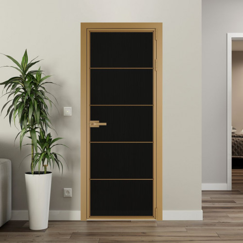 Межкомнатная дверь ProfilDoors 5 AX Мору двухстороннее черное профиль Золото