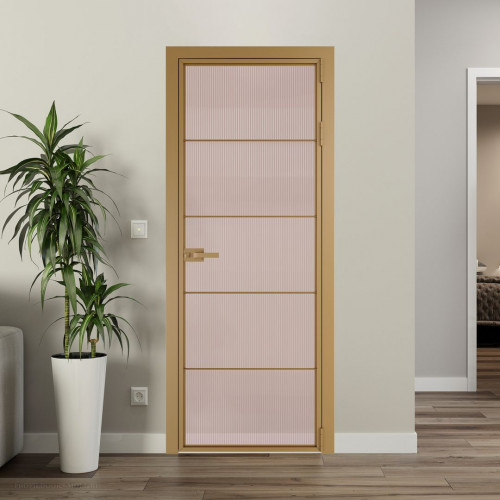 Межкомнатная дверь ProfilDoors 5 AX Мору розовое профиль Золото