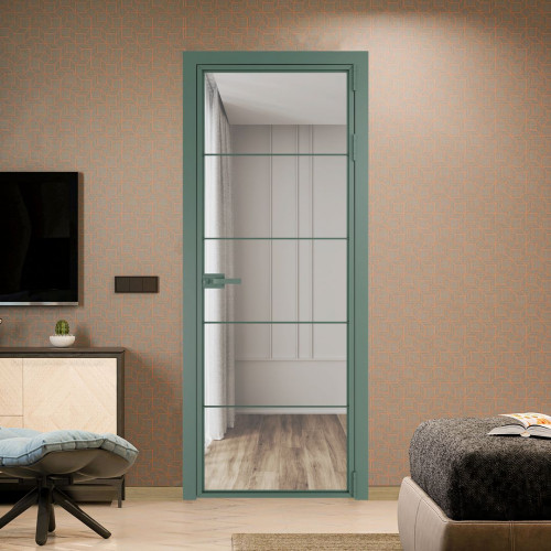 Межкомнатная дверь ProfilDoors 5 AX.O Прозрачное профиль Зеленый воск