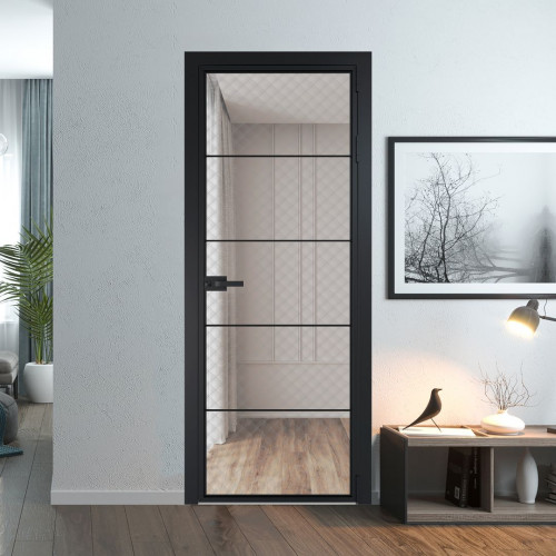 Межкомнатная дверь ProfilDoors 5 AX Ромб серебро профиль Черный матовый