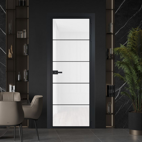 Межкомнатная дверь ProfilDoors 5 AX Триплекс белый профиль Черный матовый