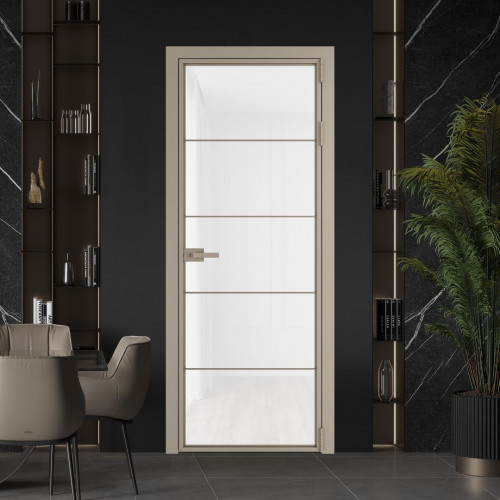 Межкомнатная дверь ProfilDoors 5 AX Триплекс белый профиль Никель матовый