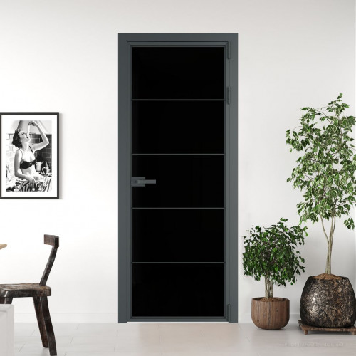 Межкомнатная дверь ProfilDoors 5 AX Триплекс черный профиль Серая ночь