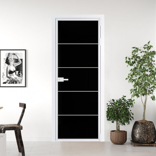 Межкомнатная дверь ProfilDoors 5 AX Триплекс черный профиль Вайт