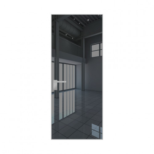 Межкомнатная дверь ProfilDoors 1M Зеркало Grey алюминиевая кромка Серебро