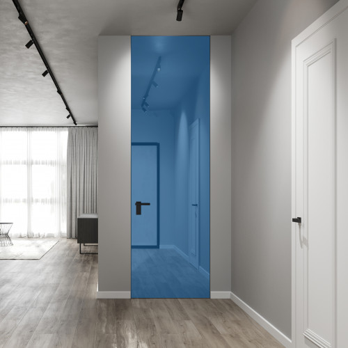 Межкомнатная дверь ProfilDoors 1MA Зеркало Blue алюминиевый профиль Зеленый воск