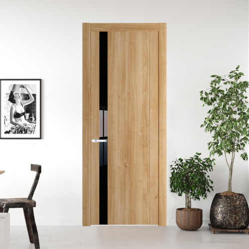 Межкомнатная дверь ProfilDoors 1.2 N Дуб Карамель с вставкой стекла черный лак