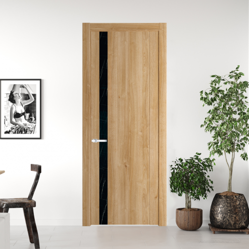 Межкомнатная дверь ProfilDoors 1.2 N.O Дуб Карамель с вставкой стекла неро мрамор