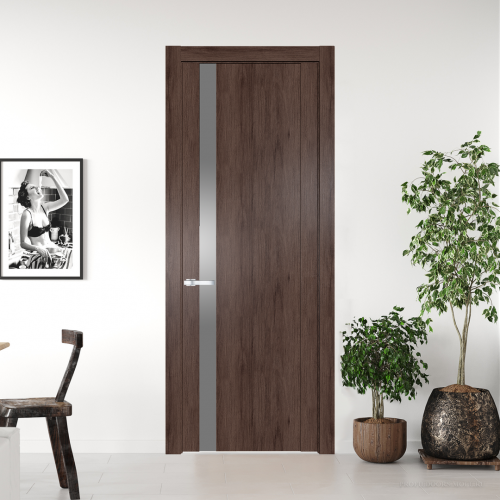 Межкомнатная дверь ProfilDoors 1.2 N Дуб Тобакко с вставкой стекла серебро матлак