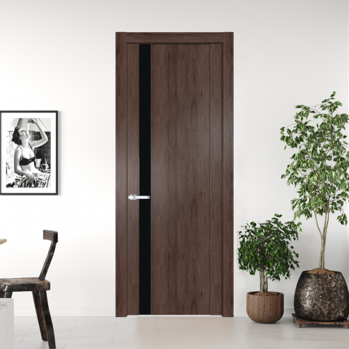 Межкомнатная дверь ProfilDoors 1.2 N Дуб Тобакко с вставкой стекла монохром черный
