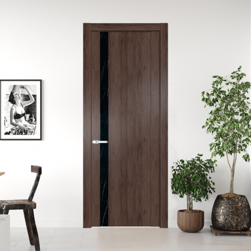 Межкомнатная дверь ProfilDoors 1.2 N Дуб Тобакко с вставкой стекла неро мрамор
