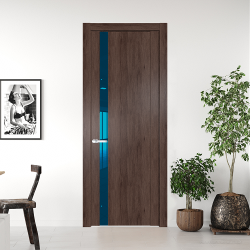 Межкомнатная дверь ProfilDoors 1.2 N Дуб Тобакко с вставкой стекла зеркало blue