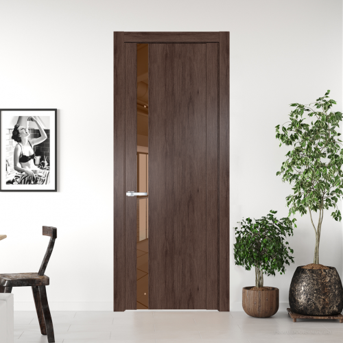 Межкомнатная дверь ProfilDoors 1.2 N Дуб Тобакко с вставкой стекла зеркало bronze