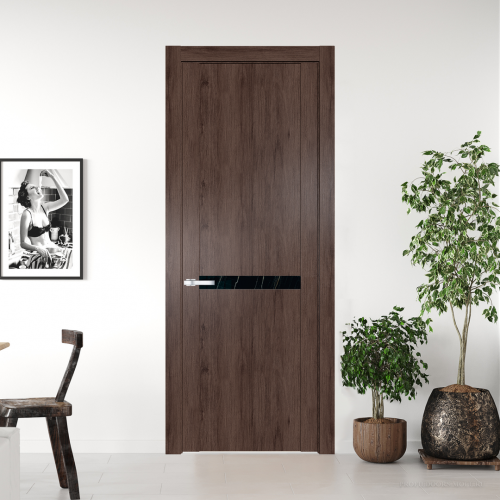 Межкомнатная дверь ProfilDoors 1.4 N.O Дуб Тобакко с вставкой стекла неро мрамор