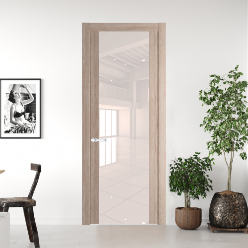 Межкомнатная дверь ProfilDoors 1.7 N.O Дуб Сонома с вставкой стекла перламутровый лак