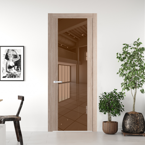Межкомнатная дверь ProfilDoors 1.7 N.O Дуб Сонома с вставкой стекла зеркало bronze