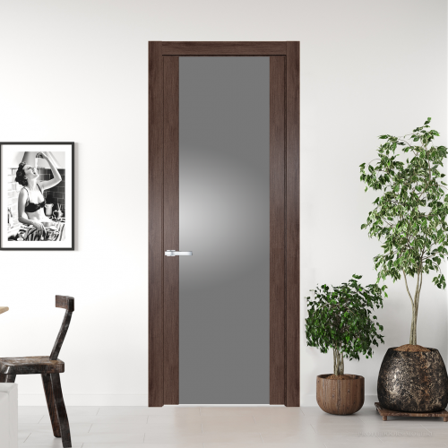 Межкомнатная дверь ProfilDoors 1.7 N.O Дуб Тобакко с вставкой стекла серебро матлак