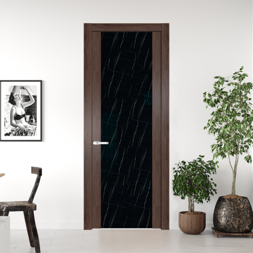 Межкомнатная дверь ProfilDoors 1.7 N Дуб Тобакко с вставкой стекла неро мрамор