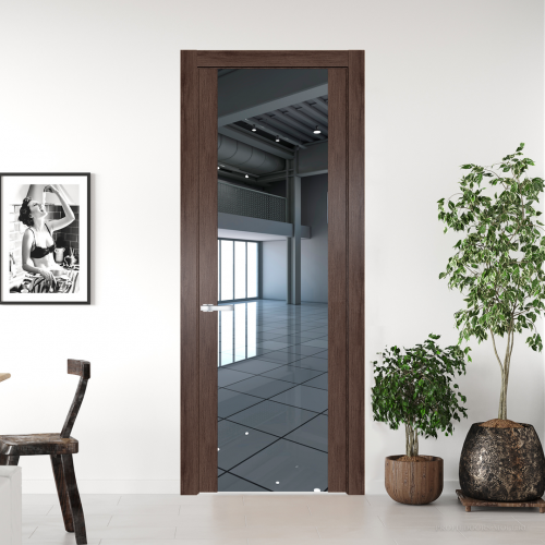 Межкомнатная дверь ProfilDoors 1.7 N.O Дуб Тобакко с вставкой стекла зеркало